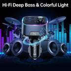Bluetooth 5.4 FM Transmitter Car Adapter 48W(PD 36W & 12W) [Light Switch] [Hi-Fi Deep Bass] [Fast Charging] Wireless Radio Music Adapter LED Display Hands-Free Calling Support USB Drive