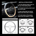Microfiber Leather Steering Wheel Cover Universal 15 inch (Beige)