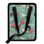 Horse Flower Print Car Trash Can with Lid, Leak Proof Auto Trash Bag Hanging Vehicle Garbage Can Multipurpose Storage Container for Back Seat Road Trip