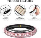 Cute Pink Pig Steering Wheel Cover for Women,Universal Auto Steering Wheel 14-15 Inch Car Interior Accessories with 2PCS Car Coasters,Suitable for Men and Women