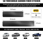 4 PCS Car Door Sill Protectors, Anti Scratch Carbon Fiber Auto Threshold Cover Strips, Decorative Door Entry Edge Scuff Sticker Universal for Most Vehicles, Car Accessories (Black 5D)