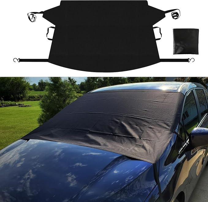 Car Windshield Cover for Ice and Snow, Frost Guard Windshield Cover, Car Windshield Snow Cover Winter Ice Sunshade Protector, Universal Car Exterior Accessories for Cars, Trucks, Vans (Front)
