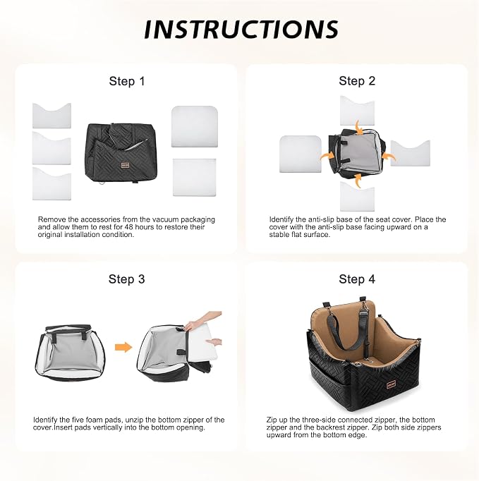 Dog Car Seats for Small Medium Dogs Under 35lbs, Waterproof PU Leather Dog Booster Seat with Detachable Cover, Thickened Memory Foam Pet Car Seat with Safety Belt and Storage Pockets