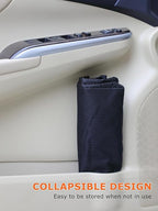 New Leak-Proof Travel Car Trash Bag, 3.5 Gallons Large Capacity Hanging Car Trash Can with Hook and Loop Lid and Handle, Multipurpose Trash Bin with Storage Pockets for SUV RV Camping (Black)