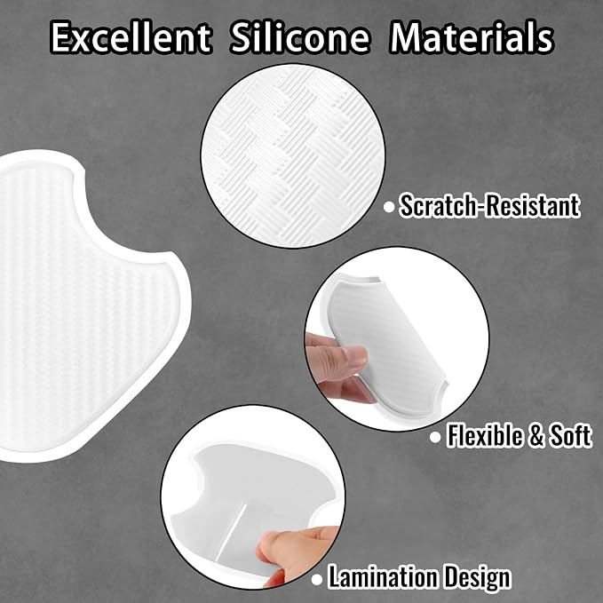 4Pcs Semi-Transparent Carbon Fiber Like Car Door Handle Cup Protective Sticker Auto Door Paint Guard(L)