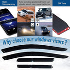 4pcs Front+Rear Smoke Sun/Rain Guard Outside Mount Tape-On Window Visors Compatible with 07-14 Edge 07-15 MKX