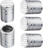 American Flag Tire Valve Stem Caps - (5 Pack) Metal Air Caps with Plastic Liner, Corrosion Resistant, Leak-Proof, Universal Stem Covers for Cars Trucks Motorcycles and Bikes - Silver