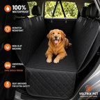 Dog Car Seat Cover for Back Seat - 100% Waterproof Hammock with Side Flaps, Non-Slip Pet Seat Protector, Scratch Resistant Heavy Duty Oxford Fabric, Fits Cars, Trucks & SUVs