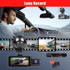 2.5K 3 Channel Dash Cam 360° View,3.16'' DashCam Front and Rear Inside Camera for Cars,WiFi & APP/GPS/Night Vision/Loop Recording/G-Sensor/24H Parking Mode/Suction Cup,Included 64G Card