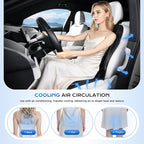 Coverado Cooling Car Seat Cover, Ventilated Seat Cushion for Summer, Cooling Car Seat Pad with Dual Powerful Turbo Fans Universal Fit for Sedan SUV Truck Van, Gray