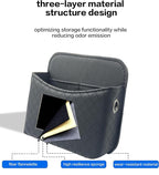 Self-Adhesive Car Seat Side Pocket Organizer with Cable Port - Black PU Leather Storage Pouch for Phone & Keys, Fits Gaps, Console & Door （Glossy Black）