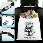 Black Cat Car Trash Bag - Waterproof Car Trash Bag Hanging Leakproof Car Garbage Bag - Washable Reusable Trash Bag for Car Interior Hanging Organizer Storage Vehicle Travelling Camping