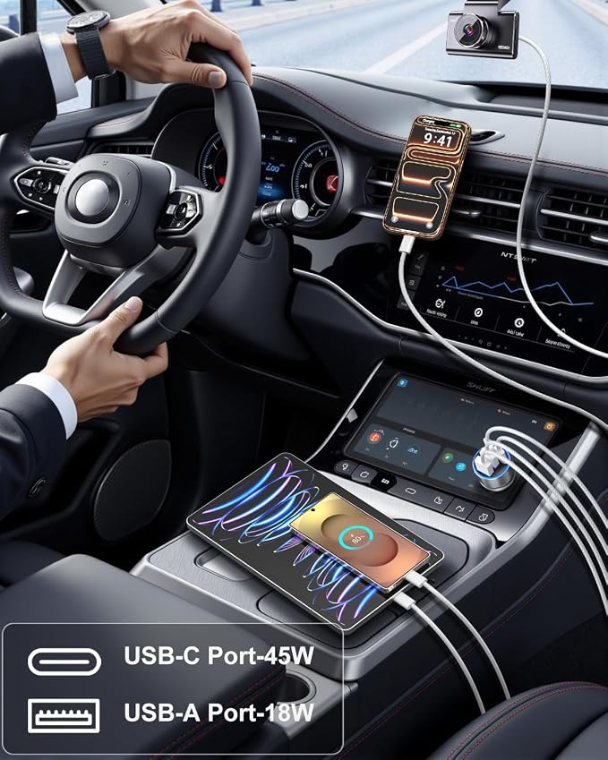 USB C Car Charger, 3 Pack 90W 4-Port Dual 45W Super Fast Car Phone Charger PD/QC 3.0 Fast Charging 12V Cigarette Lighter Adapter Plug for iPhone 17 16e 15 14 Pro Max, Galaxy S26 S25, Android