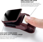 2 Pack Sunglasses Holder for Car, One-Handed-Operation Visor Sunglass Holder Clip, Easy Access Storage for Driving,Universal Fits (Textured Red)
