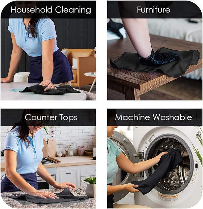 Microfiber Cleaning Cloths (Value Pack of 48) - Size 16 x 16 Inches, Highly Absorbent Cleaning Rags, Lint Free, Reusable and Washable, Microfiber Towels for Cars