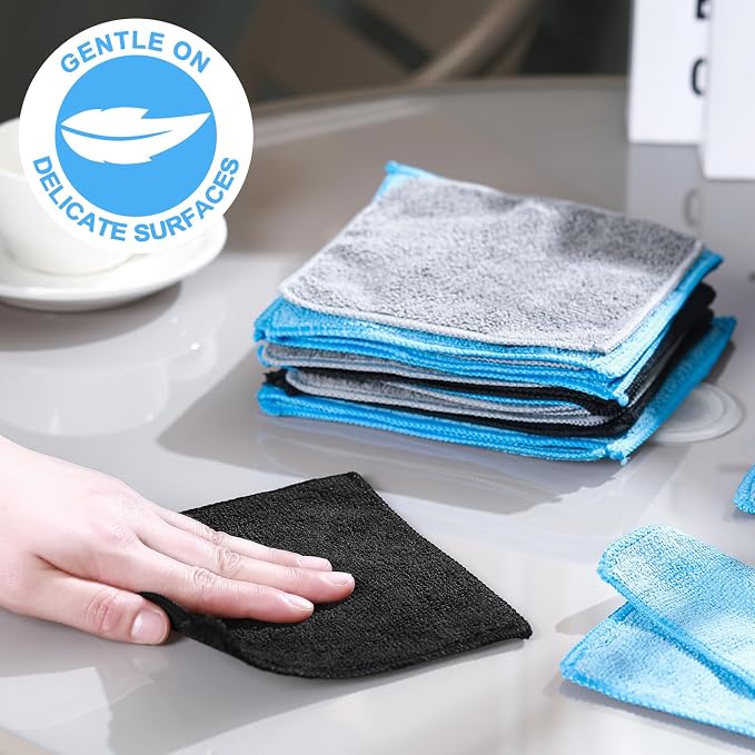 Cleaning Cloth Dry Erase Cloth Cleaning Rags Reasonable Kitchen Towels Microfiber Towels Cars Wash(6 x 6 Inch,Blue/Gray/Black,50 Pcs)
