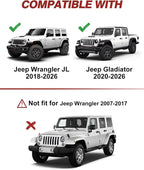 6pcs Outside-Mount Window Rain Guards Fit for 2018-2026 Jeep Wrangler JL 4-Door, Extra Durable Window Visors Wind Deflector Dark Smoke Vent Shades Car Tape-on with Thicker