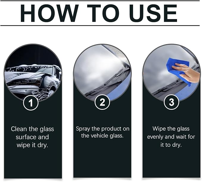Anti-Fog & Water Repellent Spray: Anti-Fog & Water Repellent Spray for Windshields & Mirrors, Quick Interior & Exterior Car Glass Bundle for Windows, Windshields, Mirrors, Rain-Repellent (2pcs)