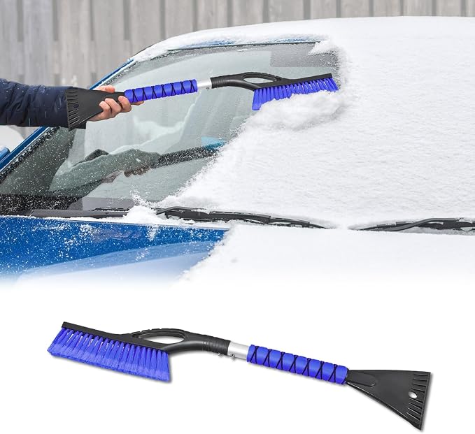 Snow Brush and Ice Scrapers for Car Windshield, Car Scraper Snow Clearing Brush, 2-in-1 Detachable Snow Removal Tool with Ergonomic Foam Grip Winter Accessories for Cars, Trucks, SUVs
