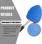 Windshield Cleaner Tool - Portable Car Interior Window Cleaning Kit with Extendable Handle, 4 Microfiber Towel Pads, Auto Glass Wiper for Windshield, Universal for RV, SUV, Truck (Blue)
