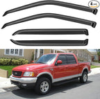 Window Visors Rain Guards for 2001 2002 2003 Ford F150 SuperCrew Cab, Out-Channel Window Vent Wind Deflectors Visors Shades for 2002 2003 Lincoln Blackwood