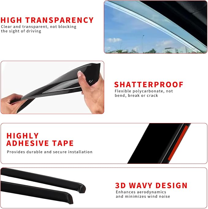 in Channel Rain Guards Fit for 2021-2026 Ford Bronco Sport, Durable Side Window Wind Deflectors, Vent Window Visors Shade Shield, 2021 2022 2023 2024 2025 2026, 4PCS