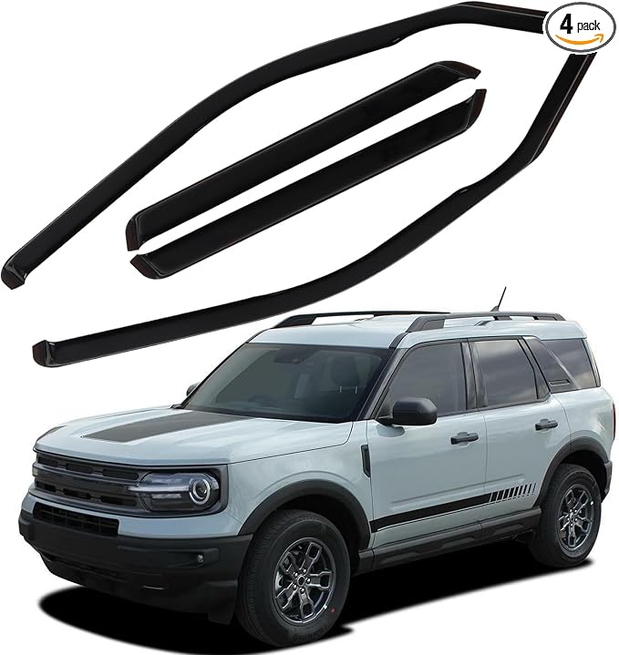 in Channel Rain Guards Fit for 2021-2026 Ford Bronco Sport, Durable Side Window Wind Deflectors, Vent Window Visors Shade Shield, 2021 2022 2023 2024 2025 2026, 4PCS