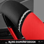 Leather Steering Wheel Cover - Made with PVC Leather - Anti-Slip, Universal Fit 14 1/2 inches to 15 inches - Red