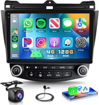 4G+128G Car Radio for Honda Accord 7th 2003-2007 Stereo 10.1 inch in-Cell Screen Full Touchscreen Wireless CarPlay/Android Auto Android 15 Bluetooth DSP FM/RDS GPS WiFi SWC AHD Backup Camera