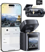 VD1 Pro Solar Dash Cam Front and Rear, 4K+1080P Dash Camera for Cars, Battery Powered Parking Mode, Starvis Night Vision, 32 GB Card Included, 5GHz WiFi, GPS, Wide Angle,Voice Control