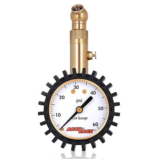 RS60XA Professional Tire Pressure Gauge with Protective Rubber Guard (60 PSI)