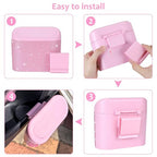 Bling Pink Car Trash Can with Lid, Mini Auto Garbage Storage Bin with 60 Trash Bags, Small Car Garbage Container Bin, Sparkling Crystal Vehicle Dustbin for Front Back Seat Accessories for Cars