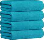 Bath Towel, Microfiber Bath Towels Set, 4 Pack (30" x 60") - Large Size, Extra Absorbent, Quick Drying, Multipurpose Use as Hair Wrap for Women, Bath, Fitness, Sports, Yoga, Teal
