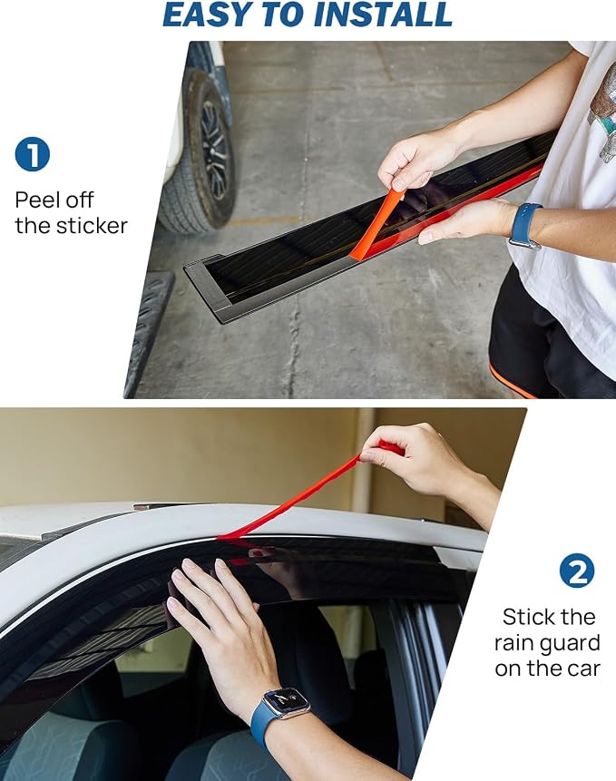 Low Profile Rain Guards Compatible with 2016-2023 Tacoma Double Cab Outside Mount Window Vent Visor Tape-On Window Deflectors Vent Shades 3rd Gen Tacoma Accessories