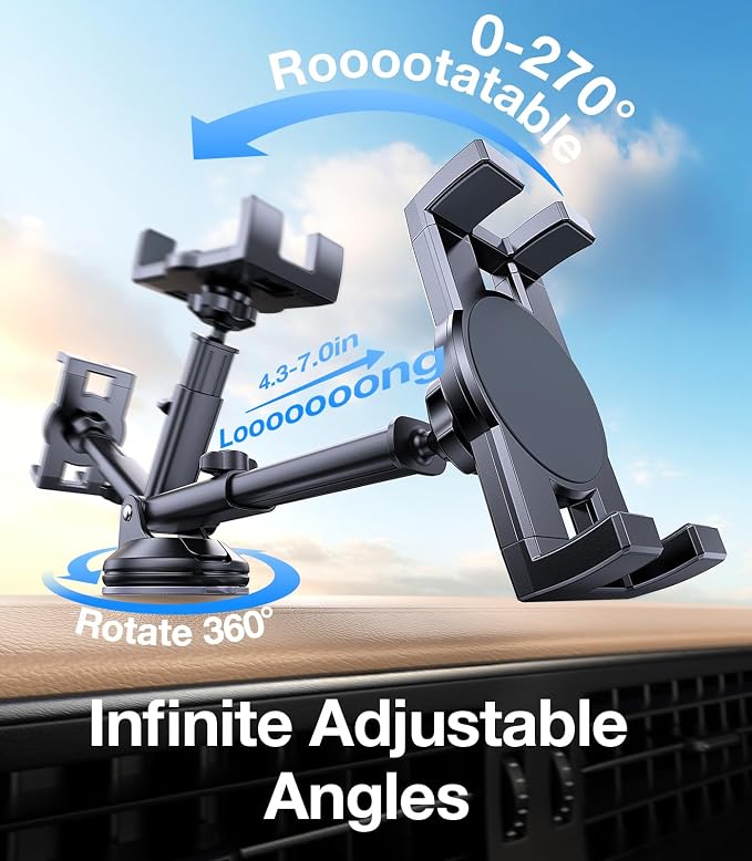 Tablet Holder for Car iPad Holder for Car【Windshield+Dash】Suction Cup ipad Mount for Truck Stand【360° 】Tablet Car Mount soporte de telefono para carro for All 4.7"-12.9" Apple iPad Samsung Galaxy Tab
