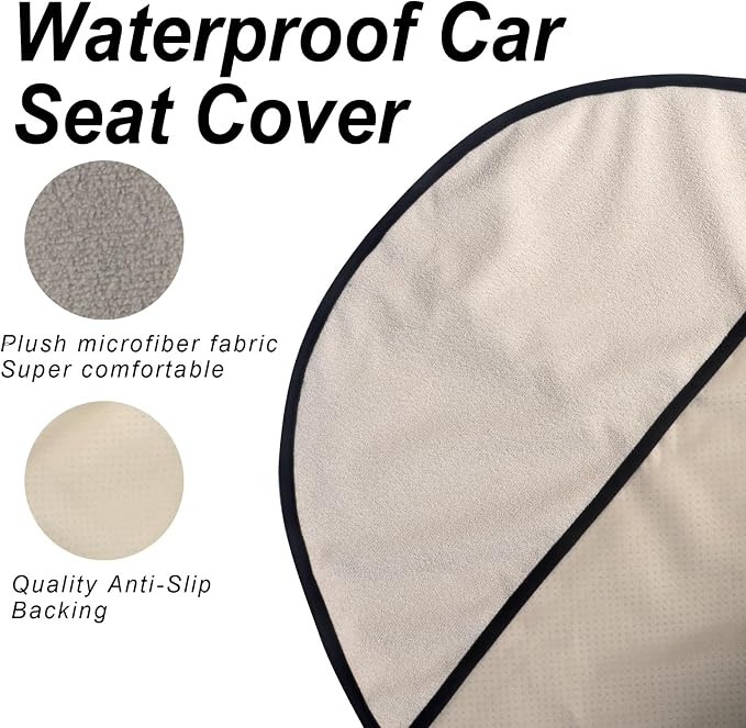 Car Seat Cover Protector Front Seats,for Gym Workout,Running,Swimming,Beach and Hiking,Waterproof Sweat Towel Bucket Seat Covers for Cars SUV Trucks (Off-White, 1Pcs)