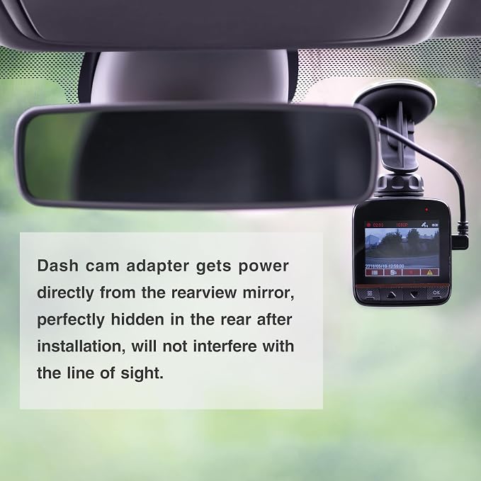 GPS Dash Cam Power Adapter, (16Pin Type A Connector) Mirror Camera Radar Charger Station GPS Dashcam Charger Cable for Select Ford Bronco, F150 and More with Auto-dimming Rearview Mirror