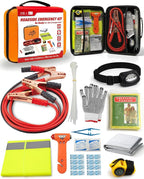 Car Emergency Kit – Roadside Safety Kit with Jumper Cables, LED Headlamp, First Aid, EVA Bag, Poncho, Safety Vest & More – Ideal for Cars, SUVs, Teen Drivers & Families