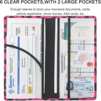 Premium Car Registration & Insurance Card Holder with Magnetic Shut, Vehicle Glove Box Car Organizer - For Documents, Cards, License (Leopard B)