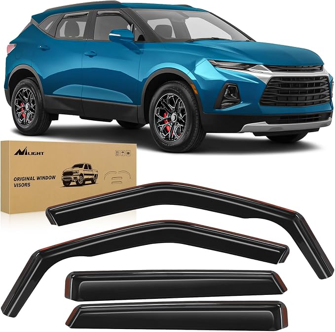 in Channel Rain Guards for Chevy Blazer 2019-2024 2025 2026 Window Deflectors Wind Deflectors Vent Visors, Keep Rain Out & Reduce Wind Noise, 4PCS