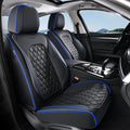Coverado Front Car Seat Covers, Non-Slip Dust-Proof Nappa Leather, Universal Fit for Cars & Pickup Trucks, Waterproof Car Seat Protectors, Black & Blue Design for Sedans & SUVs