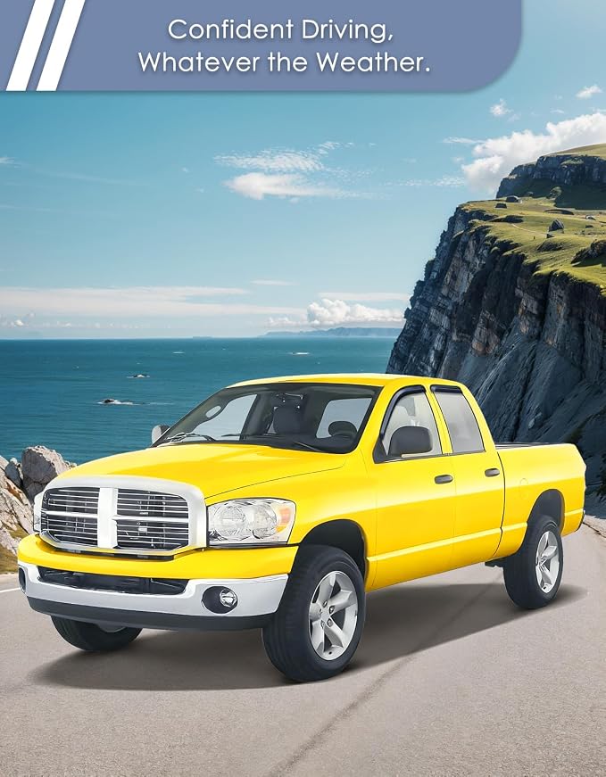 Extra-Thick Window Rain Guard for Dodge Ram 1500 2002-2008 Quad Cab&2500/3500 2003-2009 Extended Cab Rain Guards Side Window Visors Truck Vent Visor Window Deflectors Vent Shades