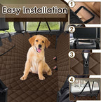 Waterproof Dog Car Seat Cover for Back Seat, Pet Hammock- L, Coffee/Black | Durable waterproof hammock with nonslip design & storage pockets. Protects seats from scratches, fits cars, SUVs & trucks.