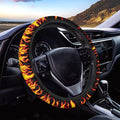 Flames Pattern Car Steering Wheel Covers Sweat Anti-Slip Soft Grip Universal 14-15 inch Stretch-on Fabric Steering Wheel Protector Fits Sedans SUV Vans Trucks Red