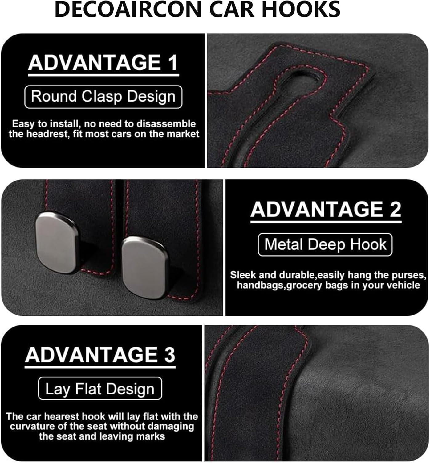 Headrest Storage Hooks (2-Pack) — Backseat Purse & Bag Holder