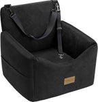 Dog Car Seats for Small Medium Dogs Under 35lbs, Dog Booster Seat with Detachable Washable Cover and Cushion, Memory Foam Pet Car Seat with Safety Belt and Storage Pockets (Black)