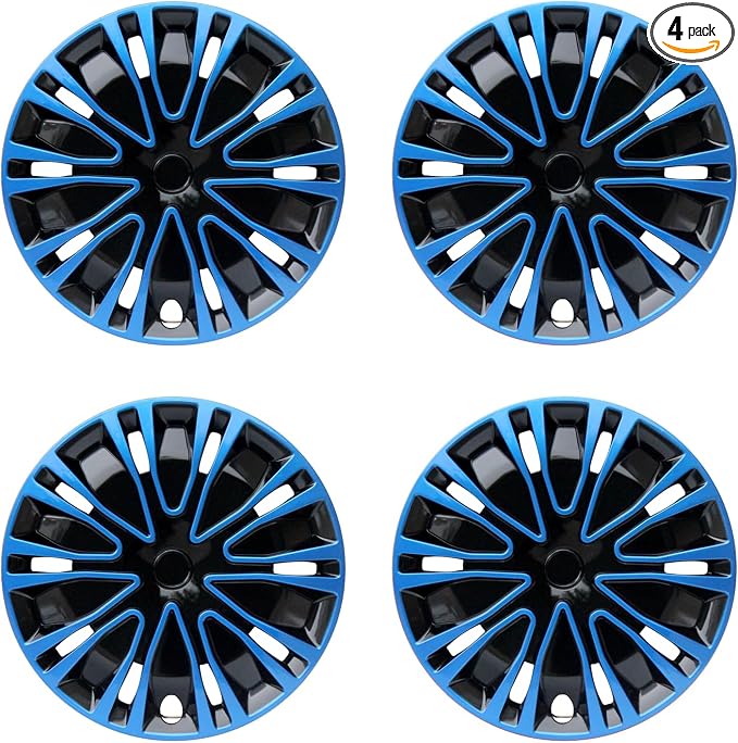 Hubcap Wheel Cover Replacement R16 Hub Caps Universal-Fit Steel Wheel Rim Cover ABS Material Exterior Accessories for Car Truck SUV -Set of 4（16-inch，Blue-Black）