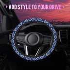 Blue Damask Flower Steering Wheel Cover for Women Men Neoprene Breathable Wheel Cover Protector Anti-Slip Car Accessories Universal 15 Inch Fit for Cars Trucks Vehicles