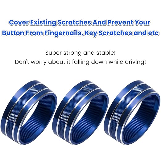 Audio Air Conditioning Button Cover Decoration Twist Switch Ring Trim for Jeep Wrangler JK JKU Patriot 2011-2018, Compass 11-16, Liberty 08-12, Dodge Challenger 08-14 Interior Accessories (Blue)