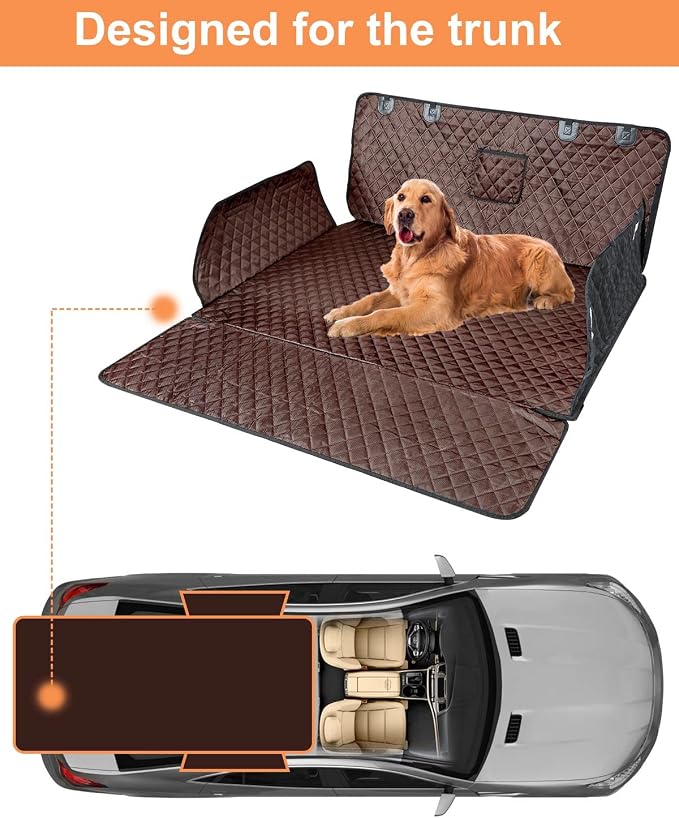 SUV Cargo Liner for Dogs, Waterproof Trunk Cover for SUVs with Bumper Flap Protector, Scratchproof Durable 600D Oxford Fabric, Non-Slip, Machine Washable